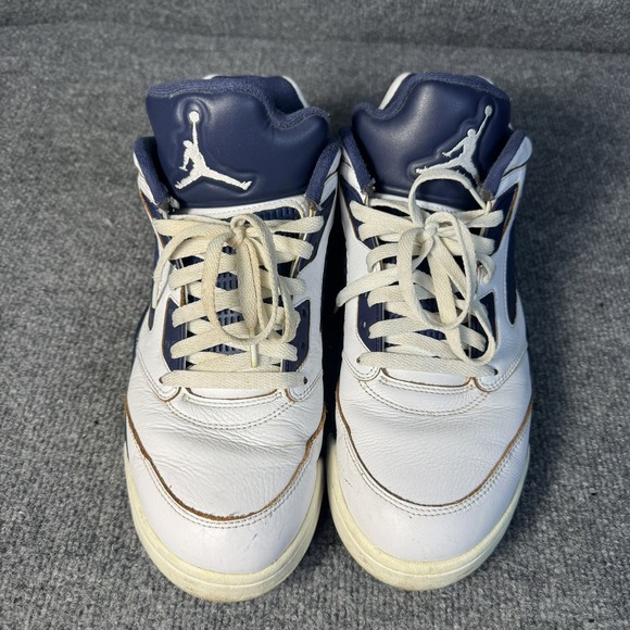 Nike Air Jordan 5 V Retro Low White Navy Gold Men's Sz 12 819171 135 - Picture 4 of 11